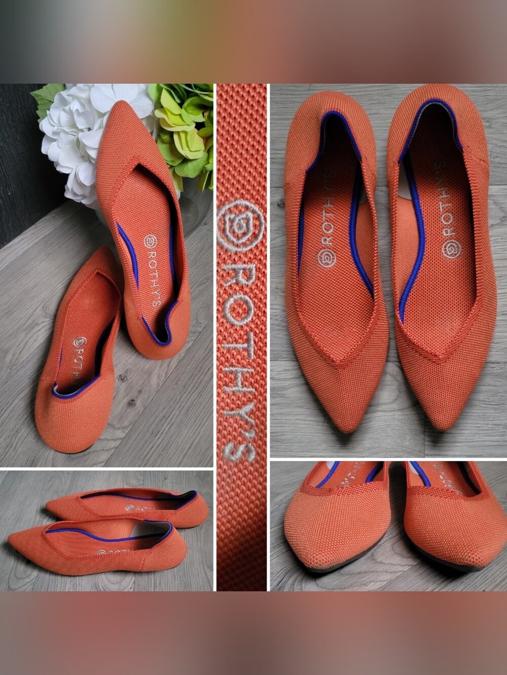 Rothy's The Point Parsimmon Orange Flats, Women's US 9.5 EU 40